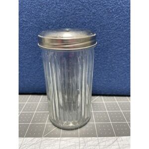 Anchor Hocking Clear ribbed Glass Sugar Jar with flip top metal lid